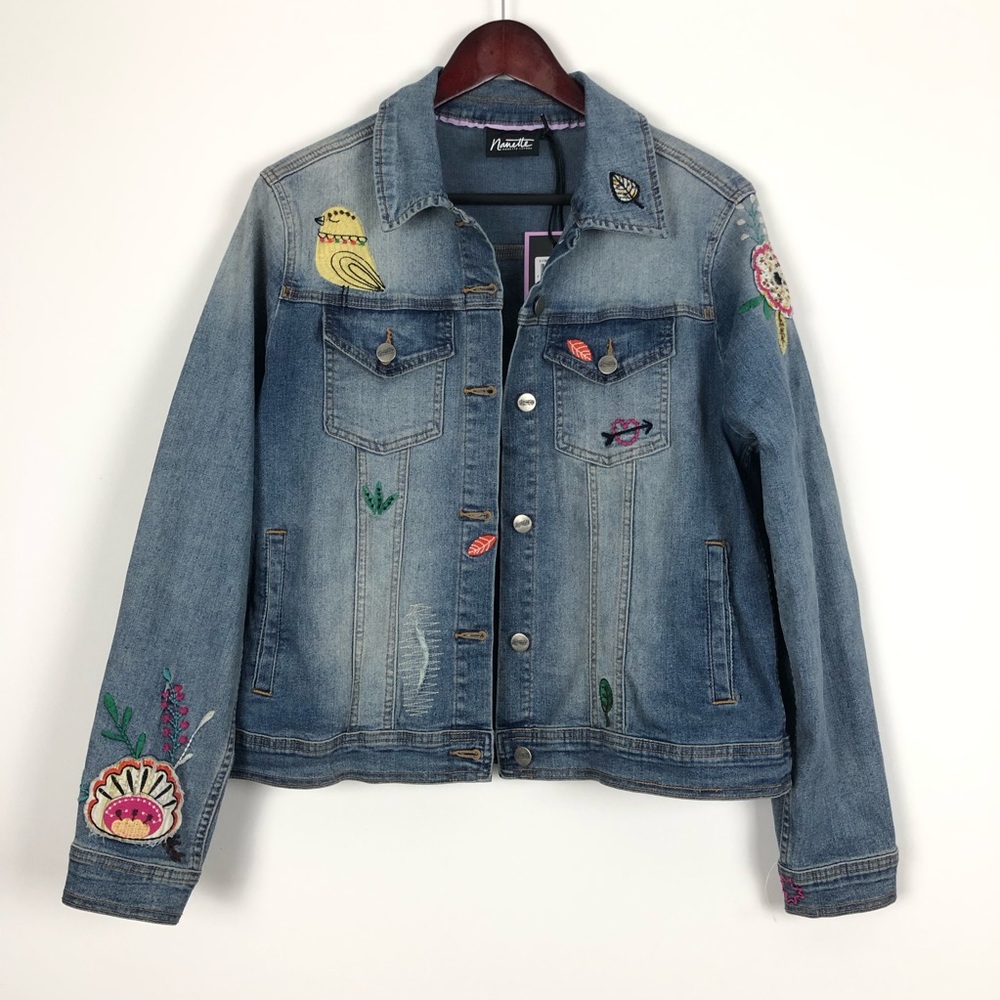 Nanette‎ Lepore Whimsy Wash Denim Jean Jacket Large